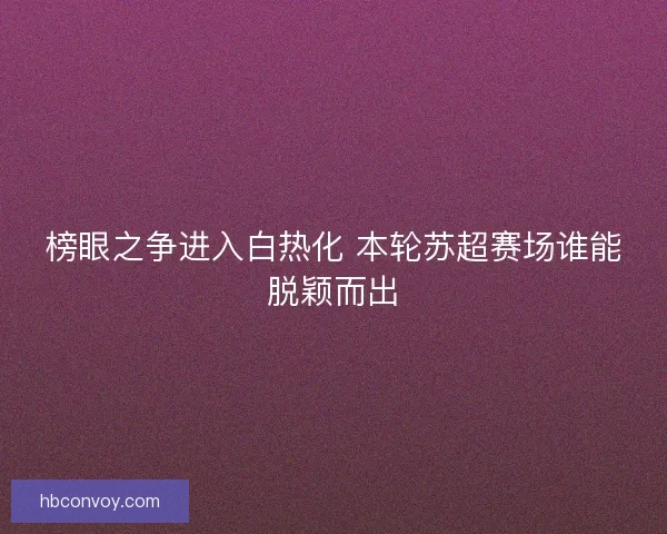 榜眼之争进入白热化 本轮苏超赛场谁能脱颖而出