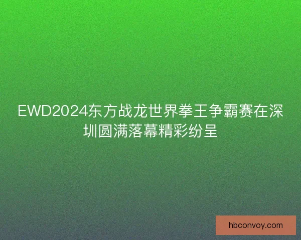 EWD2024东方战龙世界拳王争霸赛在深圳圆满落幕精彩纷呈 EWD2024东方战龙世界拳王争霸赛在深圳圆满落幕精彩纷呈